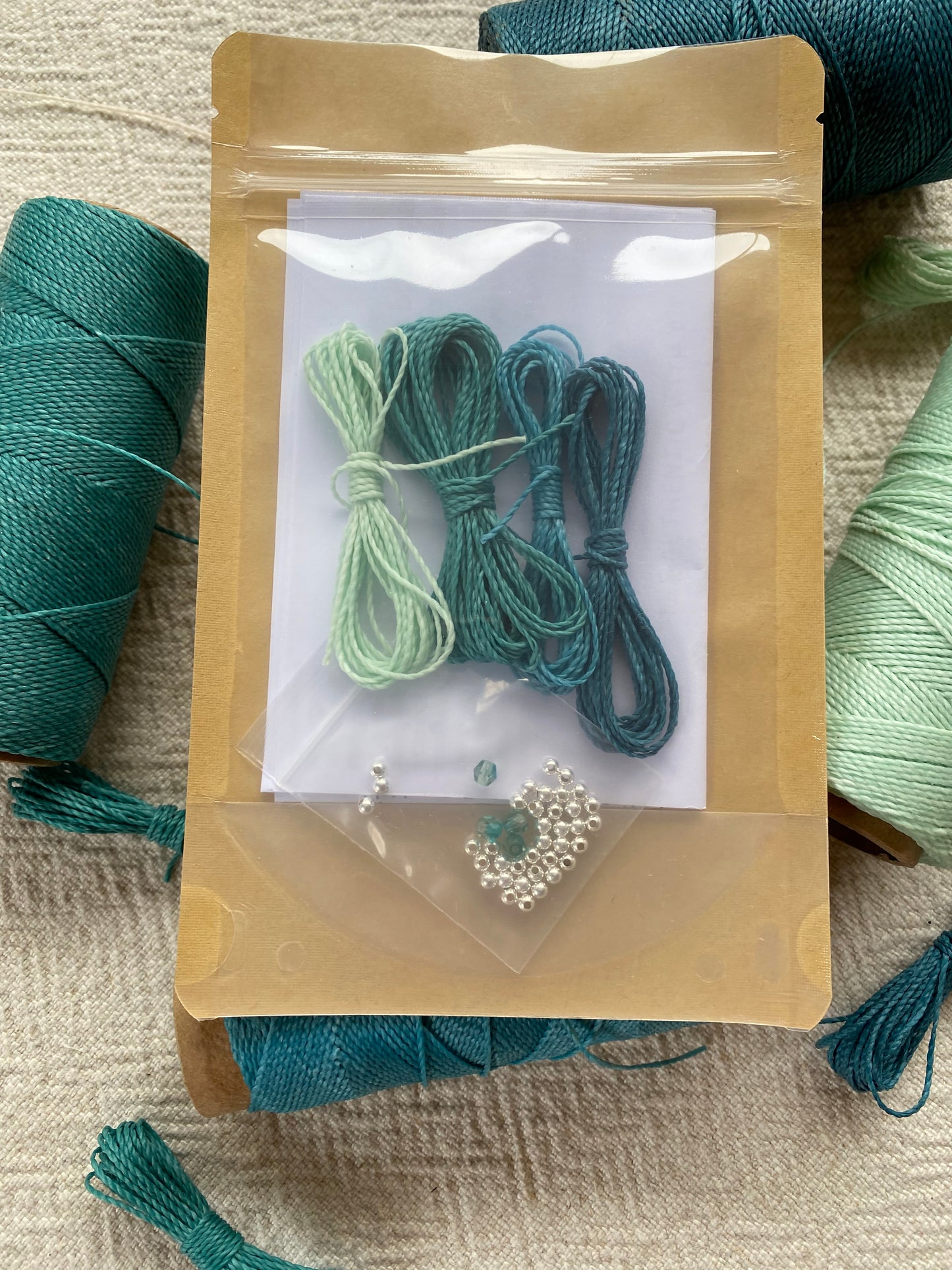 Macramé bracelet DIY kit - “The Quartet” in Aqua