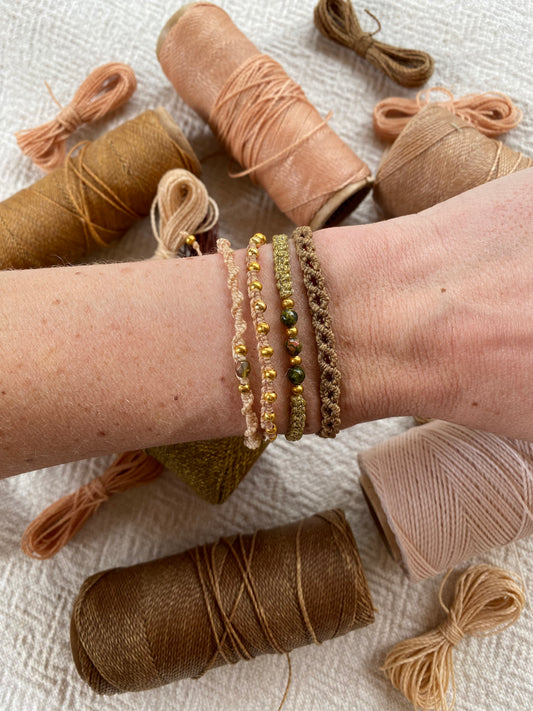 Macramé bracelet DIY kit - “The Quartet” in Beige