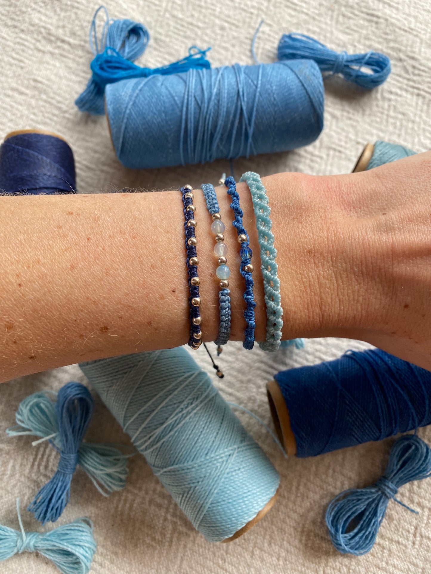 Macramé bracelet DIY kit - “The Quartet” in Blue