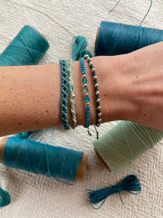 Macramé bracelet DIY kit - “The Quartet” in Aqua