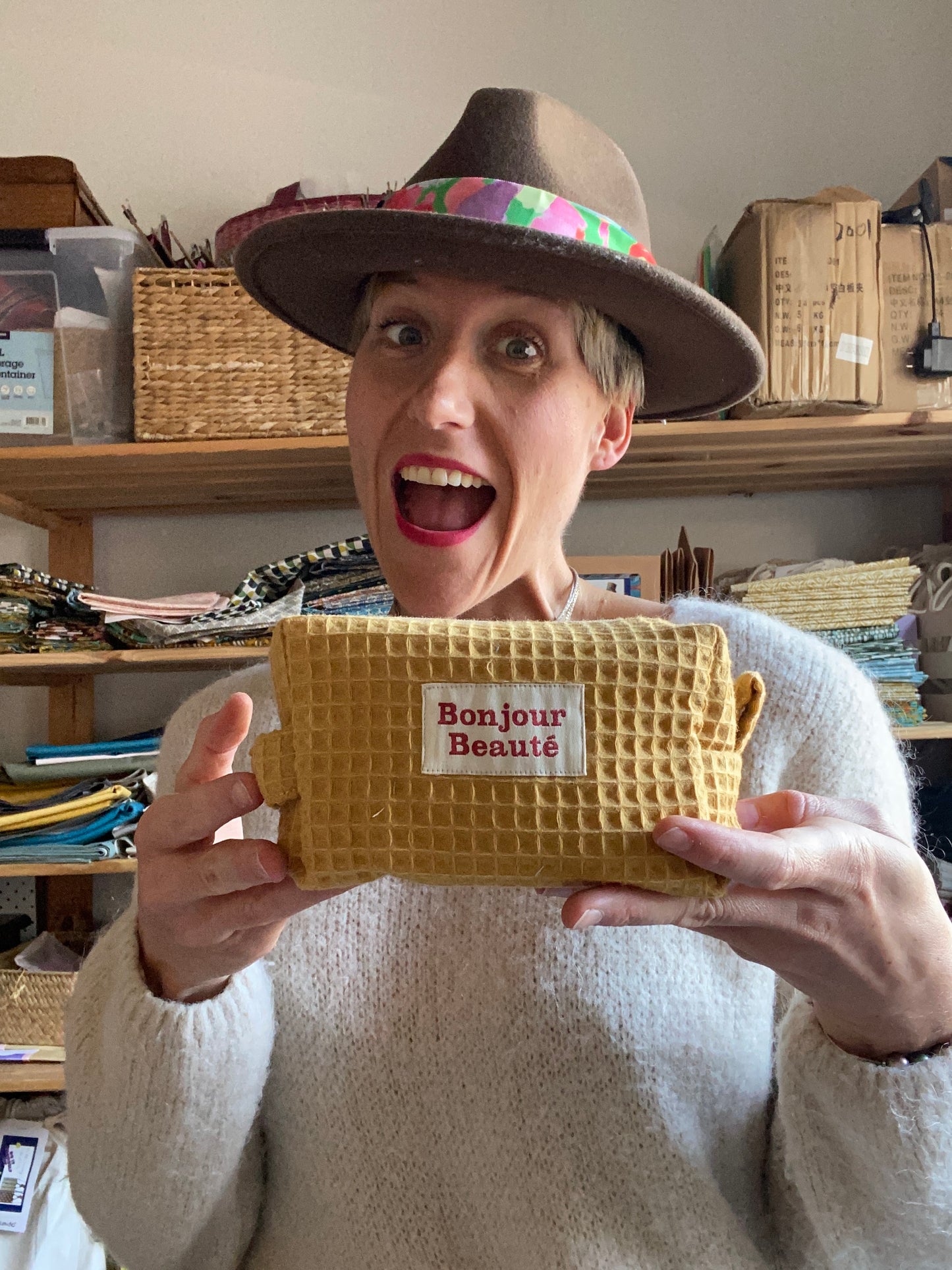 "Hello Gorgeous!" - DIY sewing kit - mustard