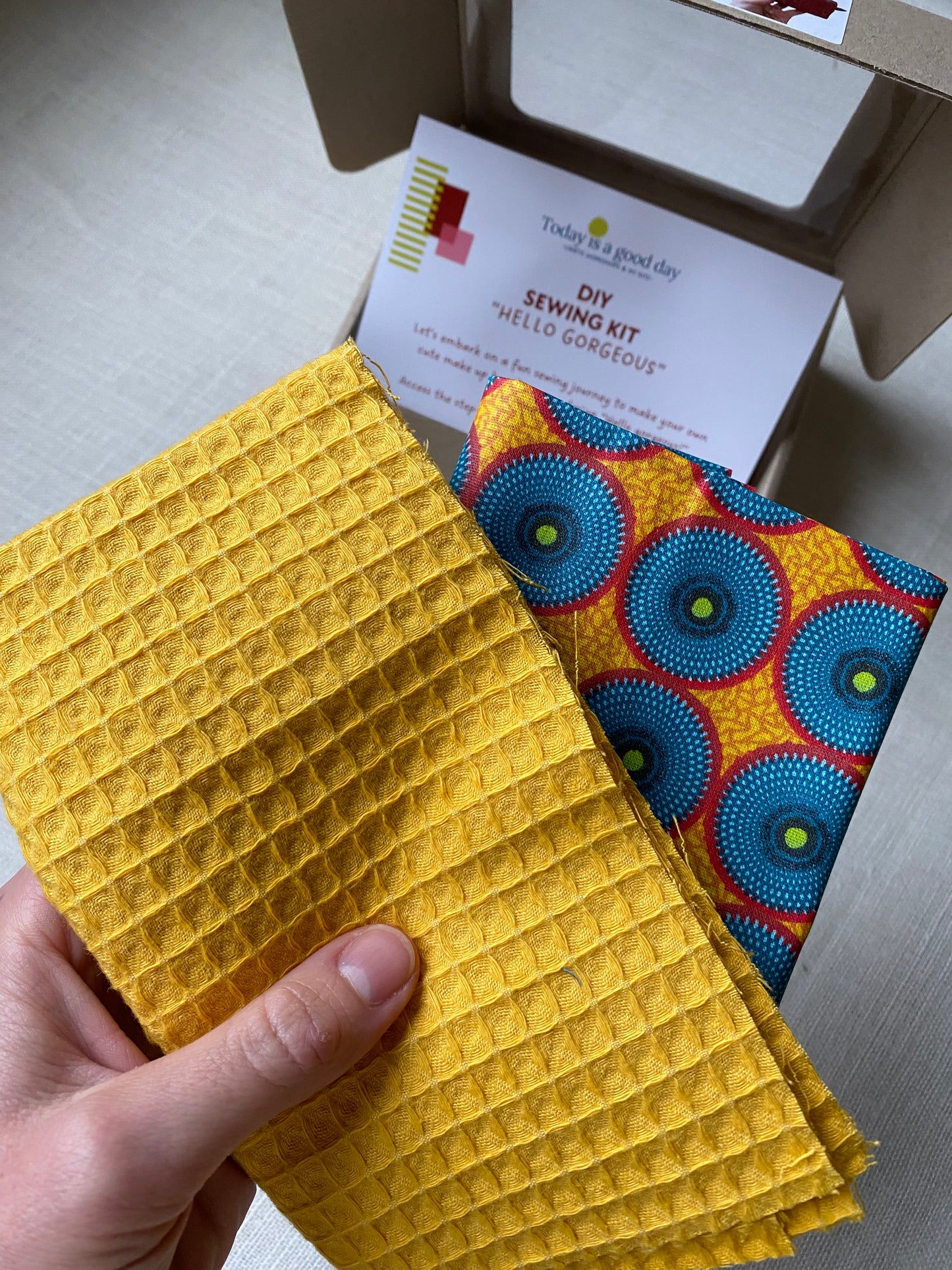 "Hello Gorgeous!" - DIY sewing kit - turmeric