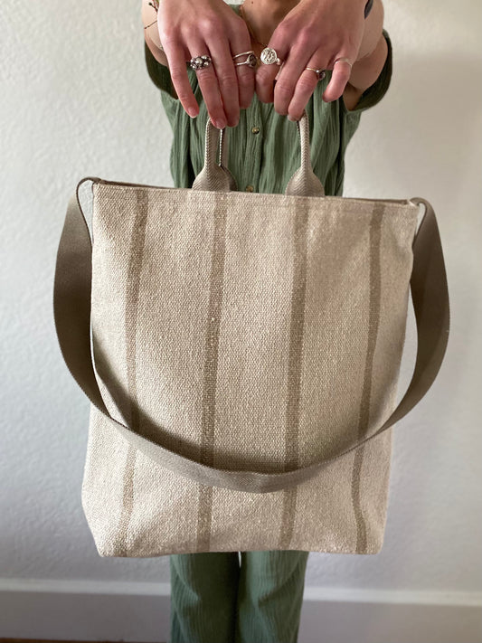 "I'm totes amazing!" - Totebag DIY sewing kit - Natural stripe