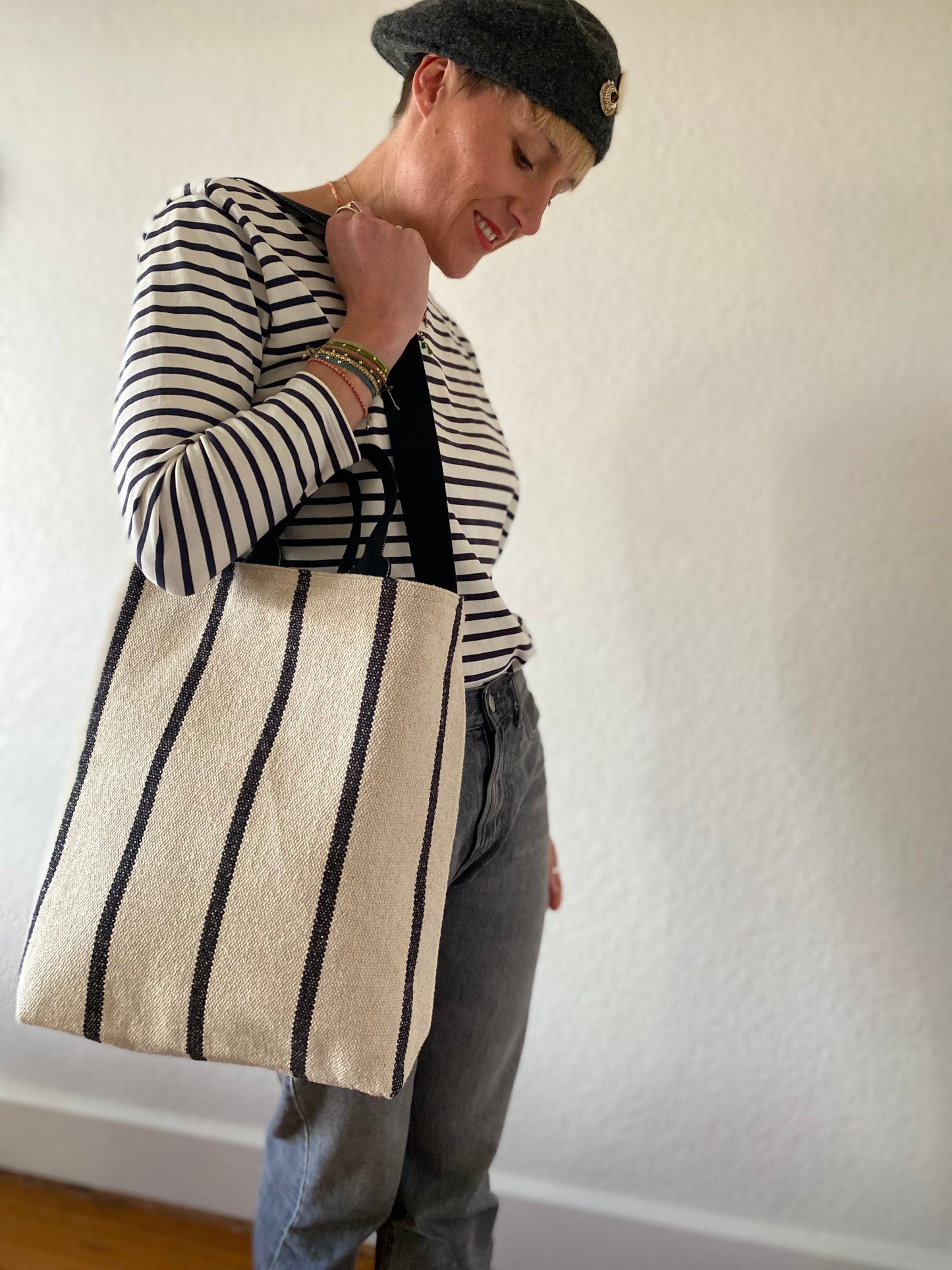 "I'm totes amazing!" - Totebag DIY sewing kit - Black stripe
