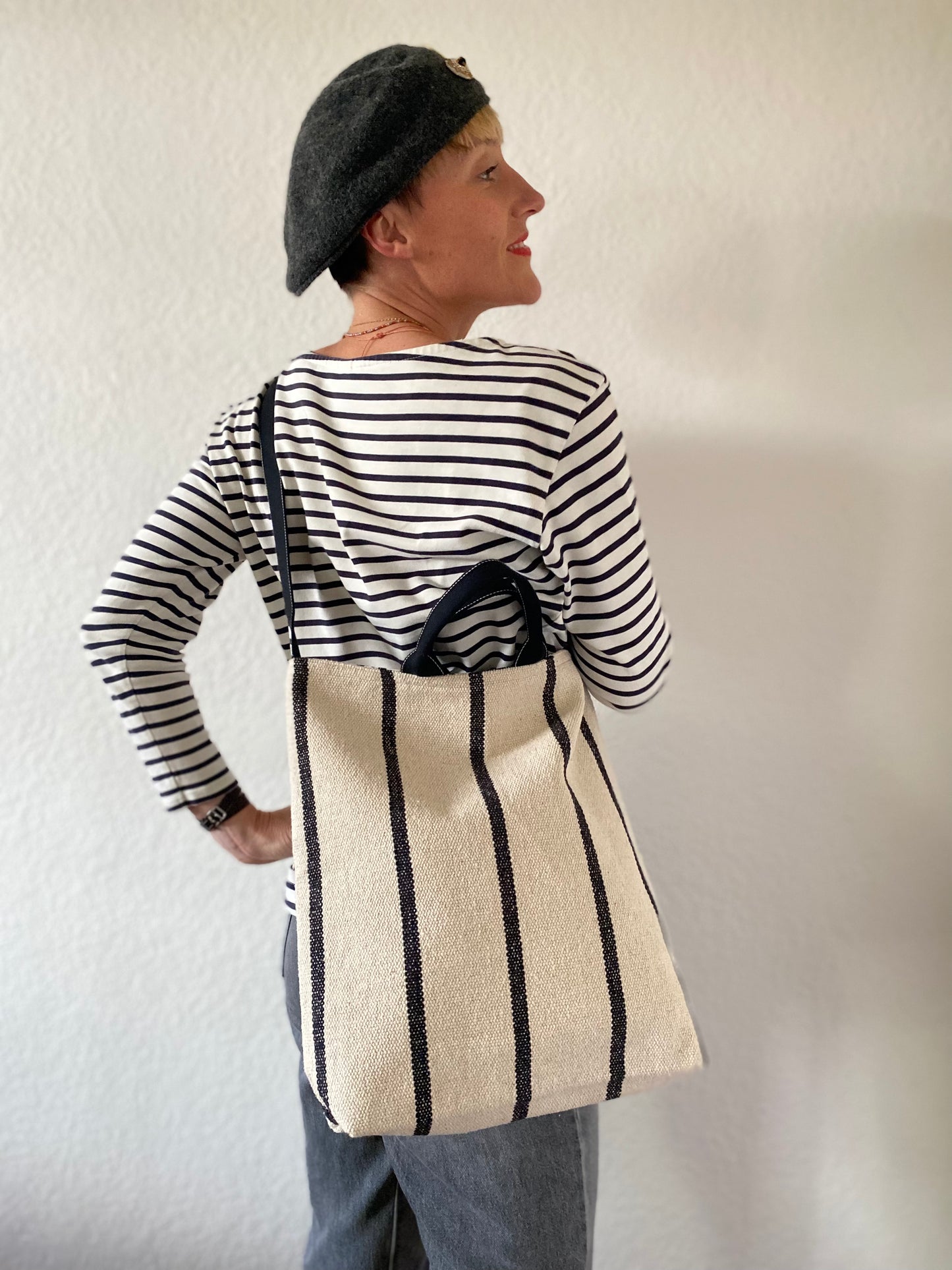 "I'm totes amazing!" - Totebag DIY sewing kit - Black stripe