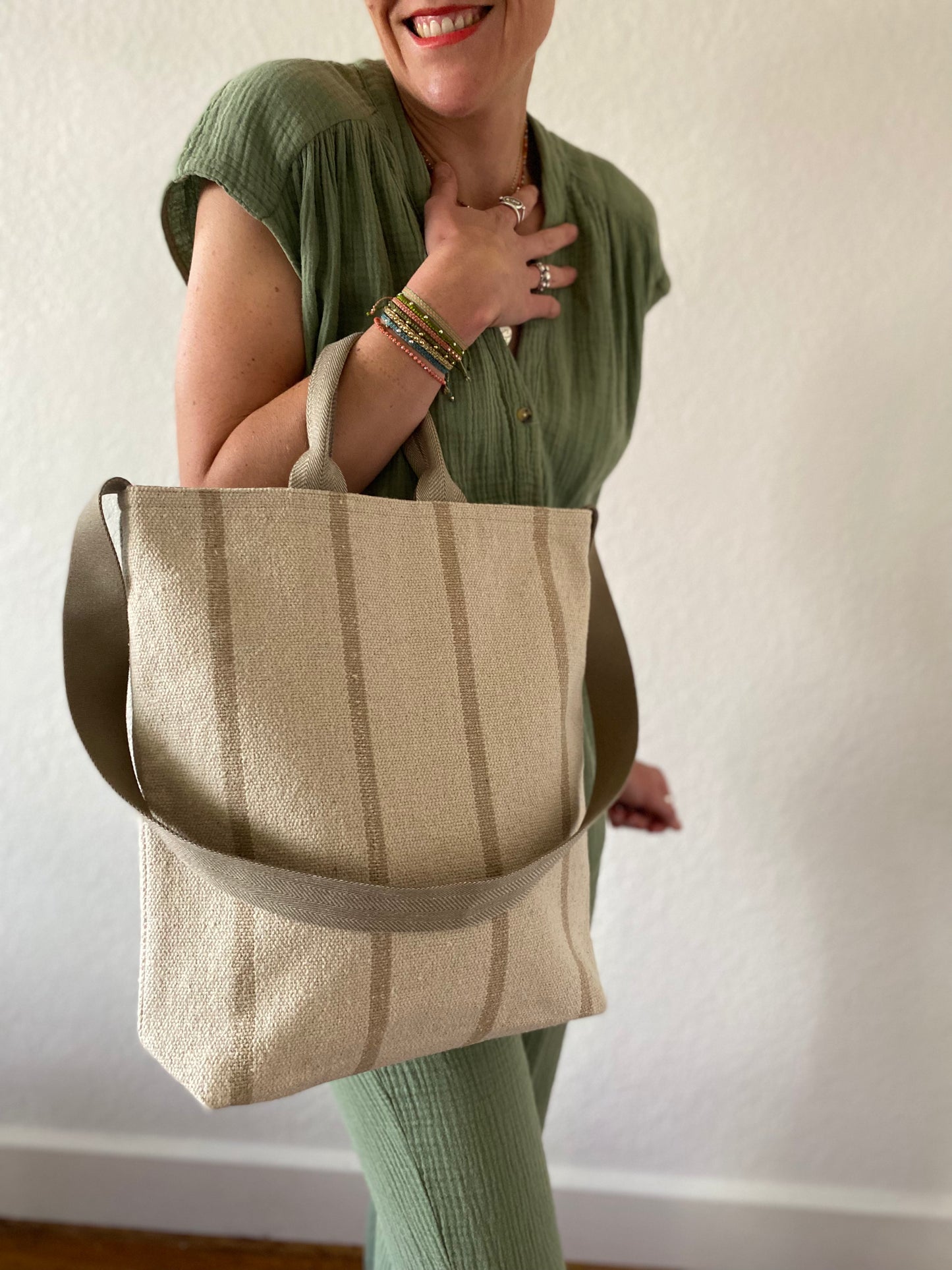 "I'm totes amazing!" - Totebag DIY sewing kit - Natural stripe