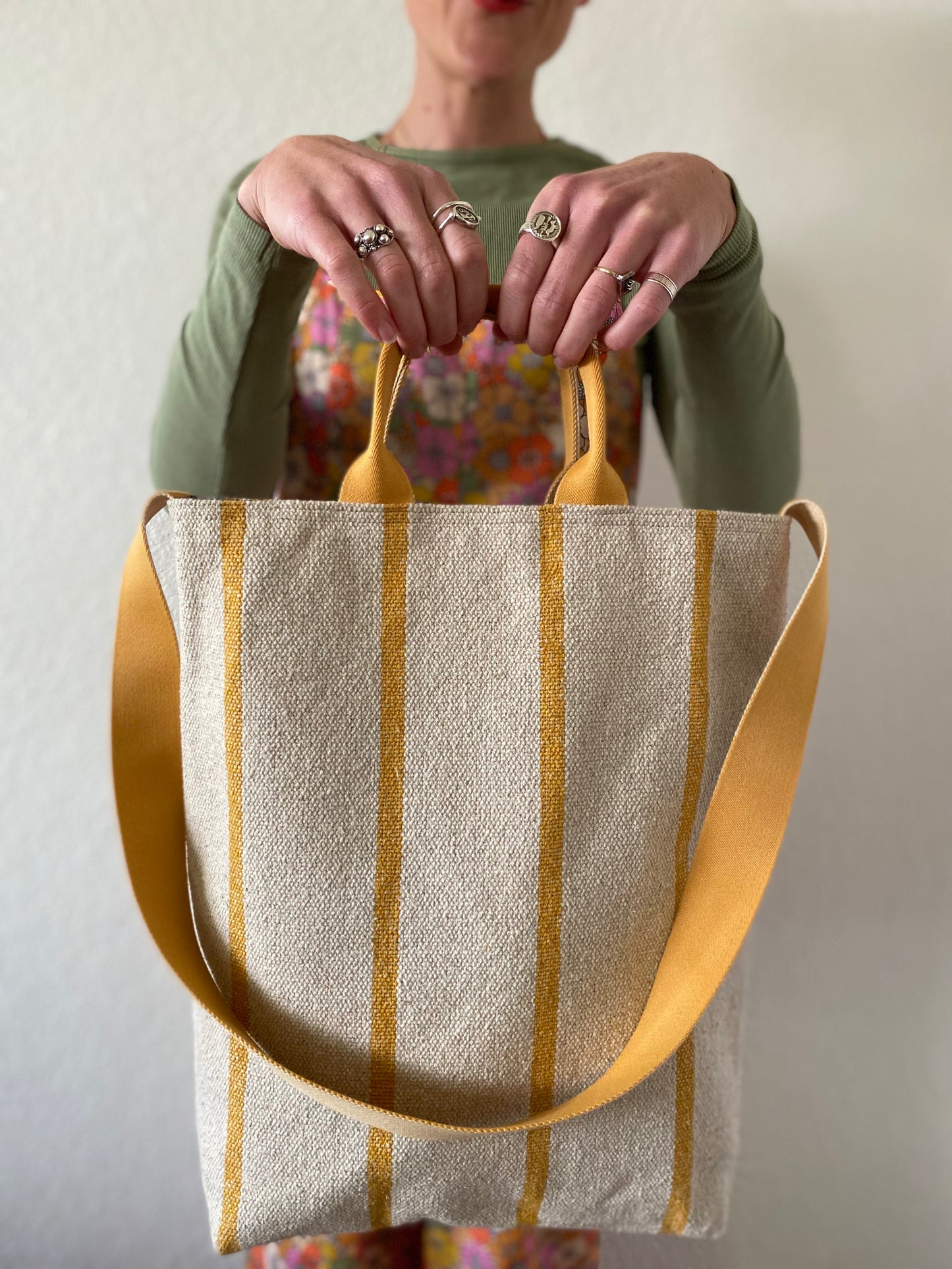 "I'm totes amazing!" - Totebag DIY sewing kit - Yellow stripe