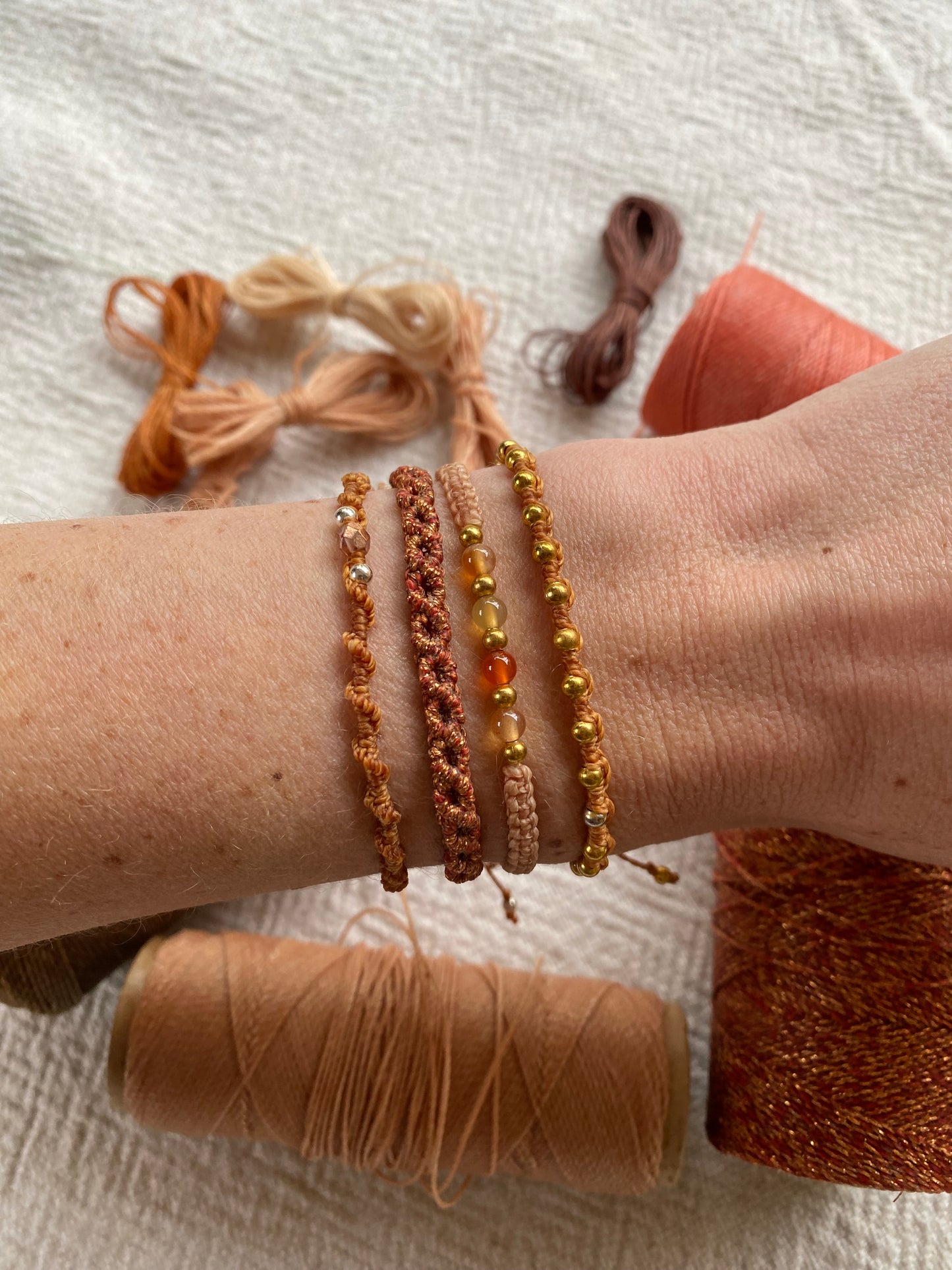 Macramé bracelet DIY kit - “The Quartet” in Copper